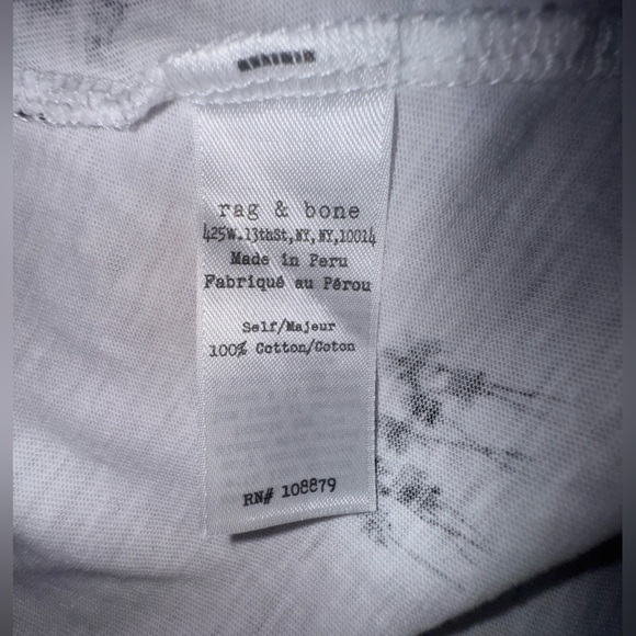 Rag & Bone White Tee with Black Palm Trees. Size fitted Large. EUC - Picture 3 of 9